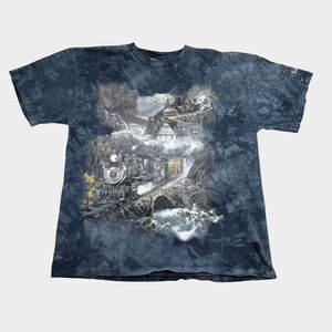 Vintage 1998 The Mountain Train Shirt Ted Blaylock Steam Locomotive Tie Dye XL